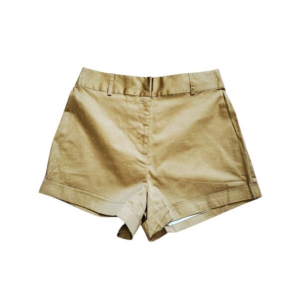 Danielle Bernstein High Rise Tan Polka Dot Boyfriend Shorts, Women’s Size 8 - Picture 1 of 11